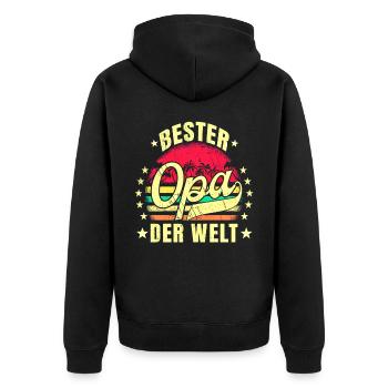 Bester Opa der Welt Geburtstag Opa Retro Bester - Unisex Premium Bio Zip Hoodie - Schwarz - Hinten - Nico (187cm)
