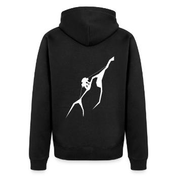 Climbing - (14) - Unisex Premium Organic Zip Hoodie - black - Back - Nico (187cm)