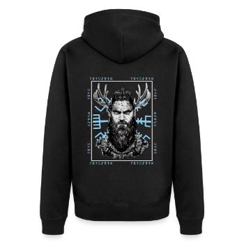 Viking Giant Frost Ymir Viking Mythology Norse - Unisex Premium Bio Zip Hoodie - Schwarz - Hinten - Nico (187cm)