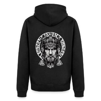 Viking Warrior God Of Thunder Celtic Mythology - Unisex Premium Bio Zip Hoodie - Schwarz - Hinten - Nico (187cm)