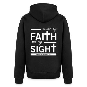Walk By Faith Not By Sight 2 Corinthians Bible Ver - Unisex Premium Organic Zip Hoodie - black - Back - Nico (187cm)