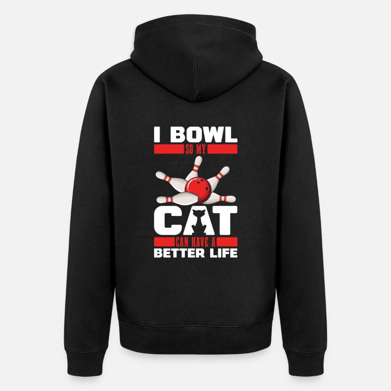 Bowling Bowling Bowler Chat - Veste à capuche bio Premium Unisexe - noir