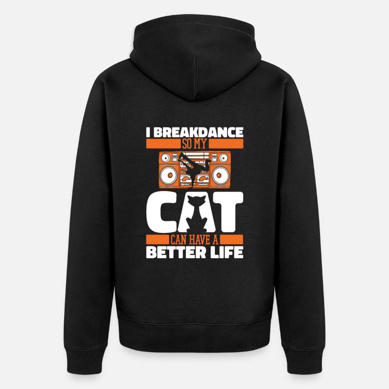 Breakdance Breakdancer Breakdancing Katze - Unisex Premium Bio Zip Hoodie - Schwarz