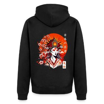 Amaterasu Omikami Japanese Shinto Sun Goddess - Unisex Premium Bio Zip Hoodie - Schwarz - Hinten - Nico (187cm)
