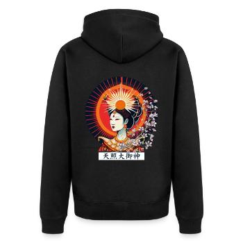 Amaterasu Omikami Japanese Sun Goddess Mythology - Unisex Premium Bio Zip Hoodie - Schwarz - Hinten - Nico (187cm)