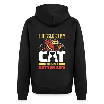 Jonglerie chat jongleur - Veste à capuche bio Premium Unisexe - noir - Dos - Nico (187cm)