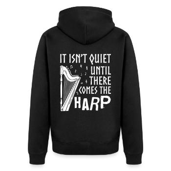 It isn’t Quiet Until There Comes The Harp Musician - Veste à capuche bio Premium Unisexe - noir - Dos - Nico (187cm)