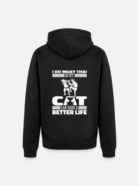 Muay Thai Thai Boxing Cat - Unisex Premium Organic Zip Hoodie - black