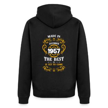 Fabriqué en décembre 1957 Le meilleur - Veste à capuche bio Premium Unisexe - noir - Dos - Nico (187cm)