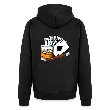 Whisky glass - Unisex Premium Organic Zip Hoodie - black - Back - Nico (187cm)