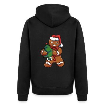 Vintage Lebkuchen - Unisex Premium Bio Zip Hoodie - Schwarz - Hinten - Nico (187cm)