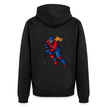 Eishockeyspielerin Eishockey Mädchen - Unisex Premium Bio Zip Hoodie - Schwarz - Hinten - Nico (187cm)