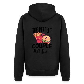 perfektes Team Fast Food Pommes Burger - Unisex Premium Bio Zip Hoodie - Schwarz - Hinten - Nico (187cm)
