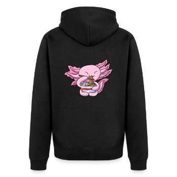 Axolotl Molch - Unisex Premium Bio Zip Hoodie - Schwarz - Hinten - Nico (187cm)