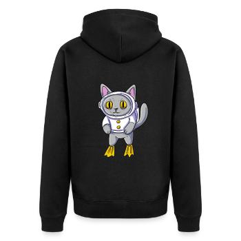 Underwater Cat Diving Diver - Unisex Premium Organic Zip Hoodie - black - Back - Nico (187cm)