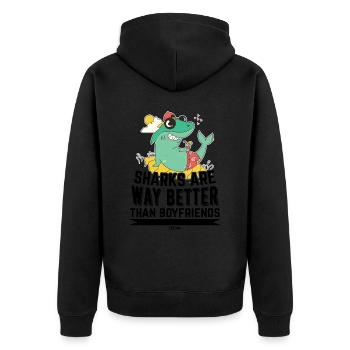 Les requins sont bien meilleurs que les petits amis - Veste à capuche bio Premium Unisexe - noir - Dos - Nico (187cm)