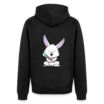Osterhase Ostern Hase - Unisex Premium Bio Zip Hoodie - Schwarz - Hinten - Nico (187cm)