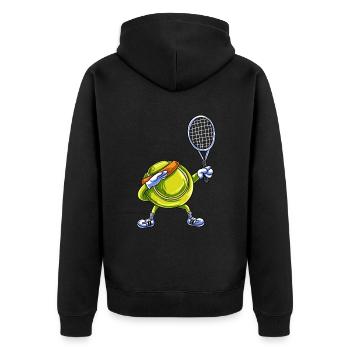 Tennisball Tennisspieler Tennisplatz - Unisex Premium Bio Zip Hoodie - Schwarz - Hinten - Nico (187cm)