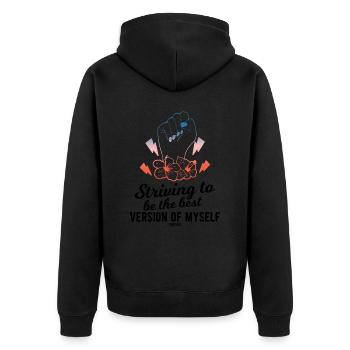 starke Frau - Unisex Premium Bio Zip Hoodie - Schwarz - Hinten - Nico (187cm)