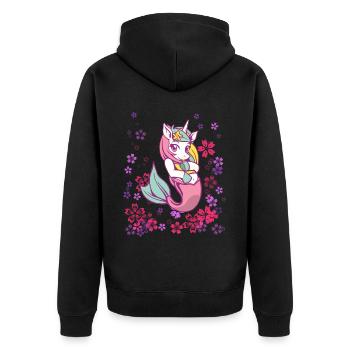 mignonne fille licorne sirène - Veste à capuche bio Premium Unisexe - noir - Dos - Nico (187cm)