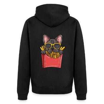 Français Bulldog - Veste à capuche bio Premium Unisexe - noir - Dos - Nico (187cm)