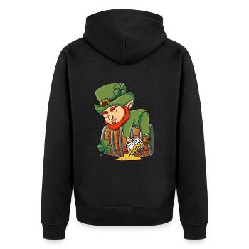 Irish Leprechaun - Unisex Premium Organic Zip Hoodie - black - Back - Nico (187cm)