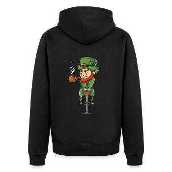 Irish Leprechaun Ireland - Unisex Premium Organic Zip Hoodie - black - Back - Nico (187cm)