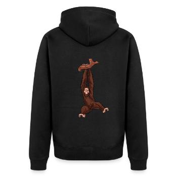 Orang-Utan - Unisex Premium Bio Zip Hoodie - Schwarz - Hinten - Nico (187cm)