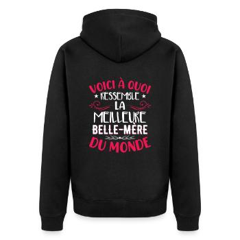 Humour drôle de belle-mère - Veste à capuche bio Premium Unisexe - noir - Dos - Nico (187cm)