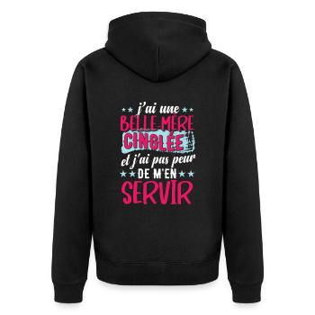 J'ai Une Belle-Mère Cinglée Maman Bonus - Veste à capuche bio Premium Unisexe - noir - Dos - Nico (187cm)
