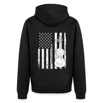 Violine Geige Musiker - Unisex Premium Bio Zip Hoodie - Schwarz - Hinten - Nico (187cm)