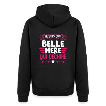 Je Suis Une Belle-Mère Qui Déchire - Veste à capuche bio Premium Unisexe - noir - Dos - Nico (187cm)