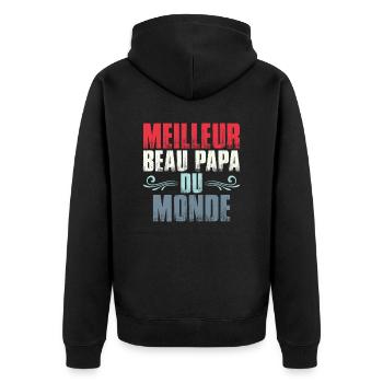 Meilleur Beau Papa Du Monde | Drôle Beau-Père - Veste à capuche bio Premium Unisexe - noir - Dos - Nico (187cm)