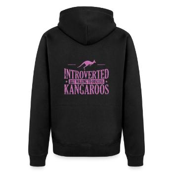 Introverted But Willing to Discuss Kangaroos - Unisex Premium Bio Zip Hoodie - Schwarz - Hinten - Nico (187cm)