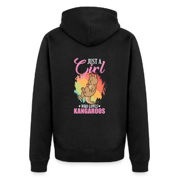 Just a Girl who loves Kangaroos Australien - Unisex Premium Bio Zip Hoodie - Schwarz - Hinten - Nico (187cm)