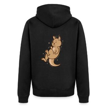 Känguru schläft Australien Outback Tier - Unisex Premium Bio Zip Hoodie - Schwarz - Hinten - Nico (187cm)