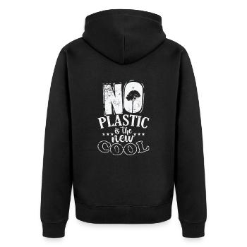 No Plastic is the new Cool Planet Earth - Unisex Premium Organic Zip Hoodie - black - Back - Nico (187cm)