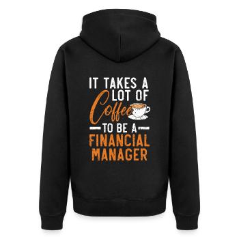 Es braucht viel Kaffee, um ein Finanzmanager zu sein - Unisex Premium Bio Zip Hoodie - Schwarz - Hinten - Nico (187cm)