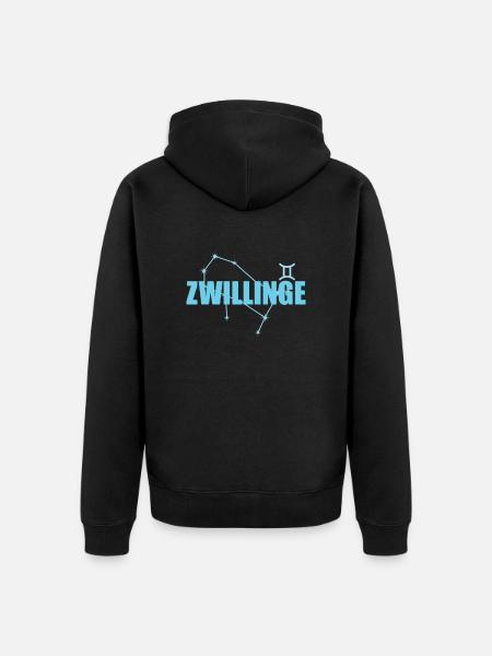 Zwillinge Sternzeichen Gemini Sternbild - Unisex Premium Bio Zip Hoodie - Schwarz