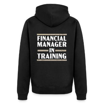 Finanzmanager im Ausbildungsberuf - Unisex Premium Bio Zip Hoodie - Schwarz - Hinten - Nico (187cm)