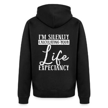 Je calcule silencieusement votre espérance de vie - Veste à capuche bio Premium Unisexe - noir - Dos - Nico (187cm)
