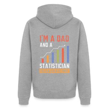 Ich bin ein Vater und ein Statistiker, ich werde das berechnen - Unisex Premium Bio Zip Hoodie - Grau meliert - Hinten - Nico (187cm)