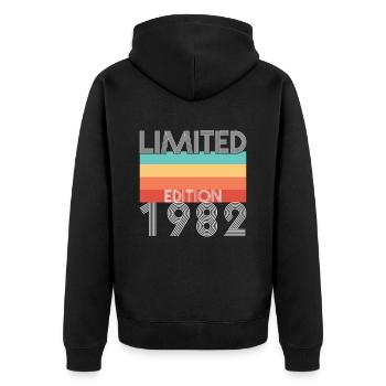 Edition Limitée Rétro 1982 - Veste à capuche bio Premium Unisexe - noir - Dos - Nico (187cm)