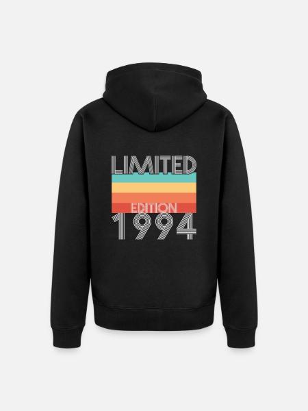 Limited Edition Retro 1994 - Unisex Premium Bio Zip Hoodie - Schwarz