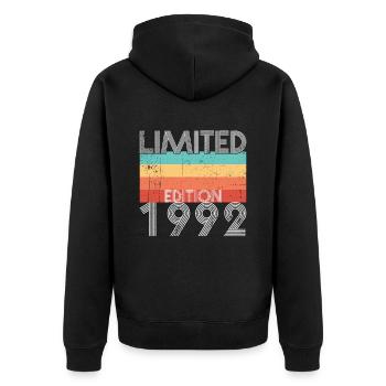 Edition Limitée Rétro 1992 - Veste à capuche bio Premium Unisexe - noir - Dos - Nico (187cm)