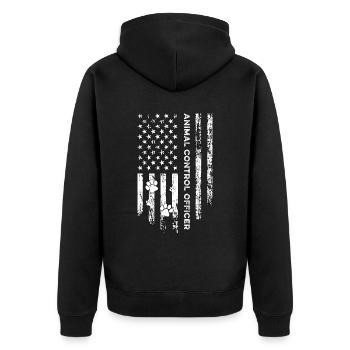 Animal Officer Animal Control Loves Rescue Officer - Unisex Premium Bio Zip Hoodie - Schwarz - Hinten - Nico (187cm)