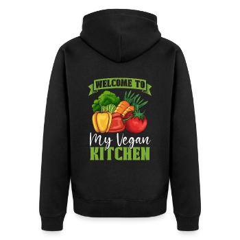 Chef végétalien Bienvenue dans mes chefs végétaliens à base de plantes - Veste à capuche bio Premium Unisexe - noir - Dos - Nico (187cm)