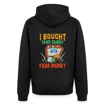 Casino Gambling Slot Machine Card Game - Unisex Premium Organic Zip Hoodie - black - Back - Nico (187cm)