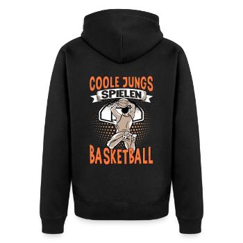 Basketball Training Trikot Coole Jungs Spielen - Unisex Premium Bio Zip Hoodie - Schwarz - Hinten - Nico (187cm)