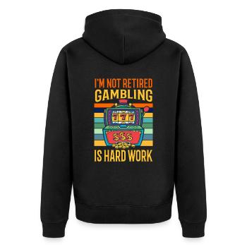 Kasino Glücksspiel Spielautomat Kartenspiel - Unisex Premium Bio Zip Hoodie - Schwarz - Hinten - Nico (187cm)